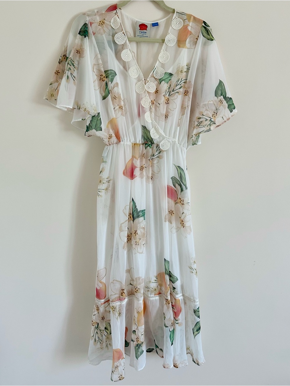 FARM RIO Anthropologie Eloisa Floral Sheer Maxi Dress NWOT Size: S - Picture 2 of 6